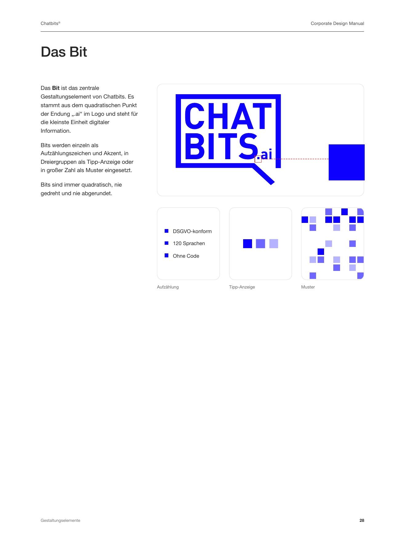 “The bit” page from the Chatbits styleguide