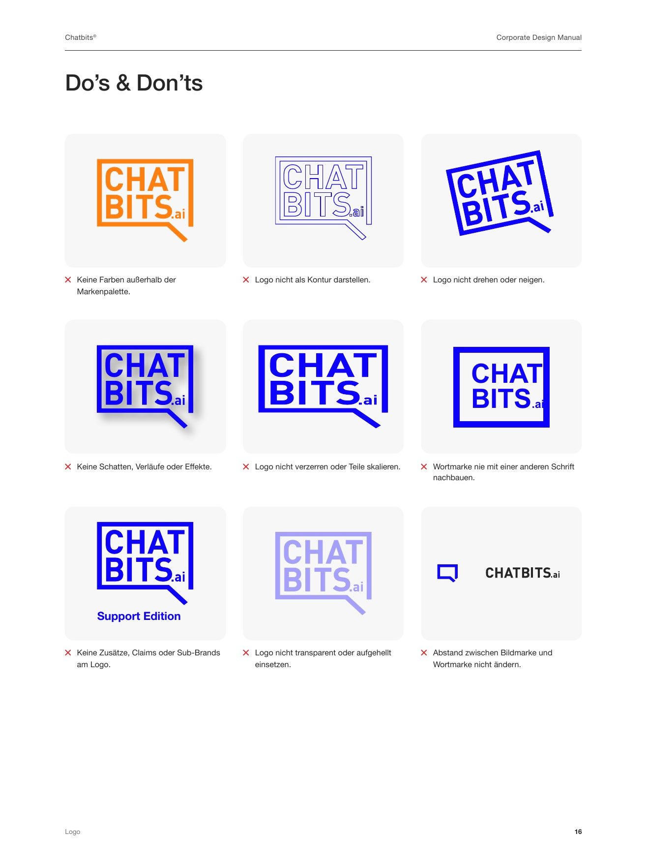 “Dos and don’ts” page from the Chatbits styleguide